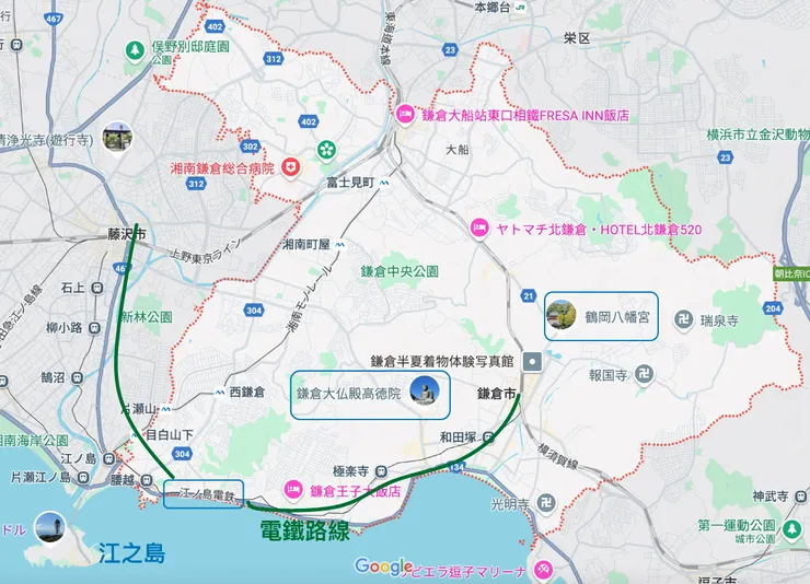 鐮倉景點與電鐵路線