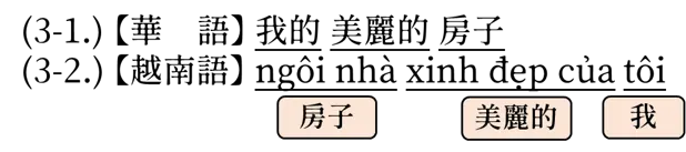 圖二：華語、越南語同義詞組比較