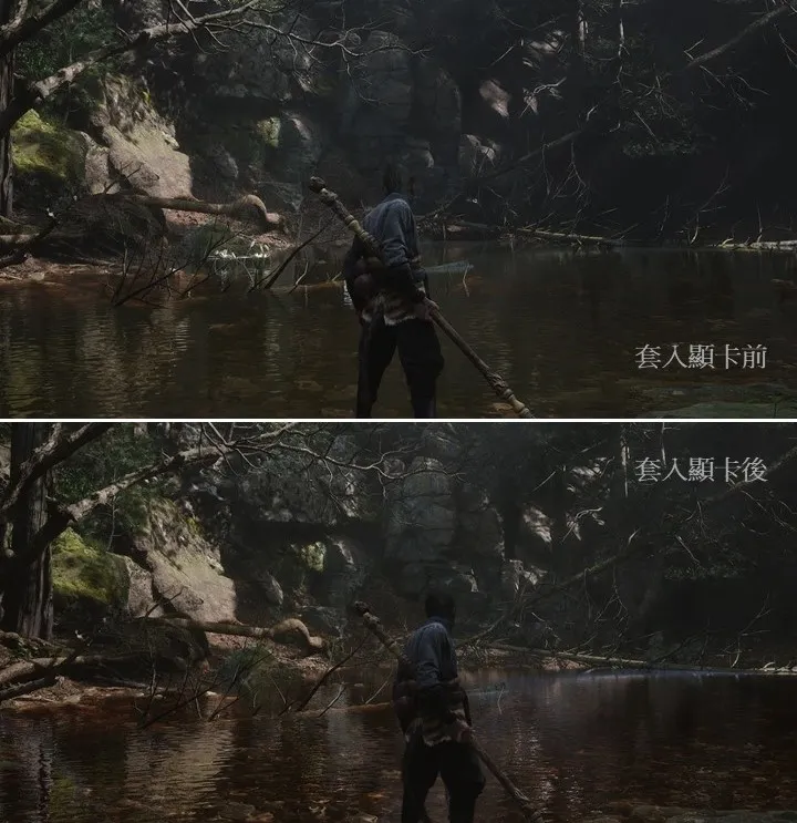 遊戲《黑神話:悟空》套上NVGeForce RTX™ 40 系列GPU 前後對比(取自NVIDIA官網)