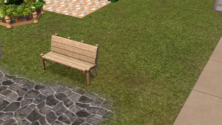 很常見的公園木質長椅。坐一下吧。