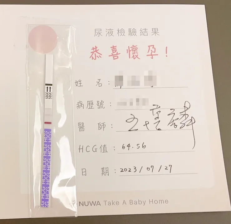 2023.7.27九尾第三次植入驗孕成功