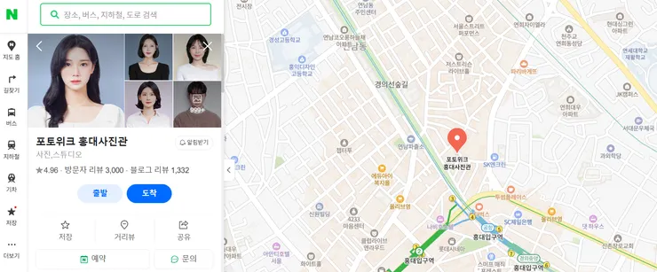 ▲韓國較常使用Naver Map, 建議大家可以先下載或截圖要去的路線