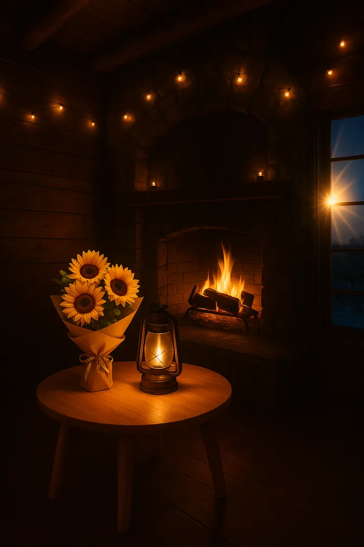 火還亮著,花還新鮮,椅子沒有多放一張。 這裡為她留了燈,也為自己留了一個人坐的空間。