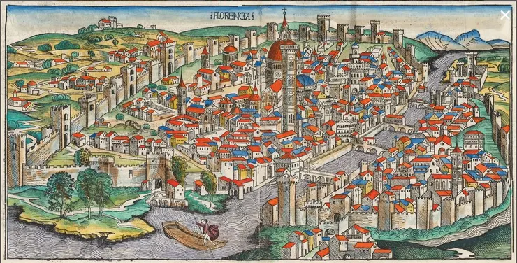 一幅製作於1493年描述佛羅倫斯的版畫