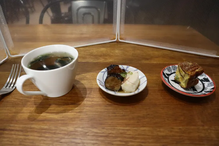 例湯、茄子及烘蛋