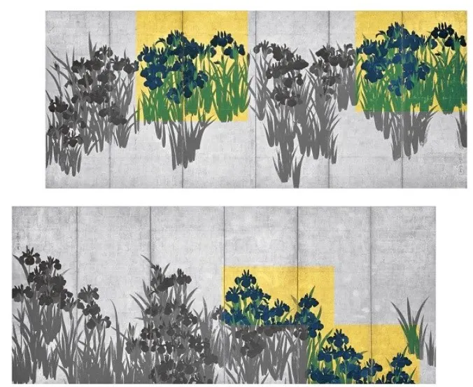 燕子花圖屏風上重複出現相同模樣區塊/資料來源:網頁資訊