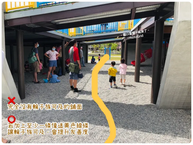 台灣很多這樣的公園，輪子族其實都只能被遠遠晾在一旁。(台南)