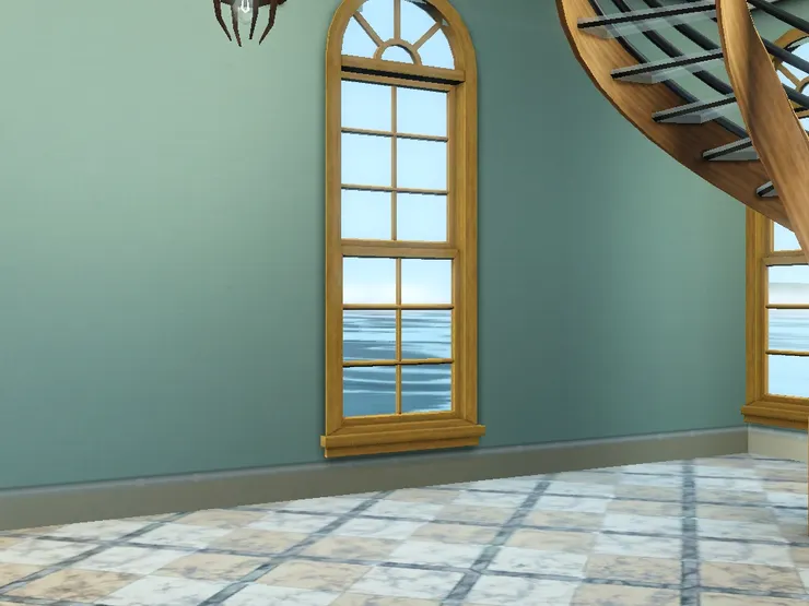 樓梯位置我也開了落地窗戶，想多點自然光，也不想浪費這片海景。