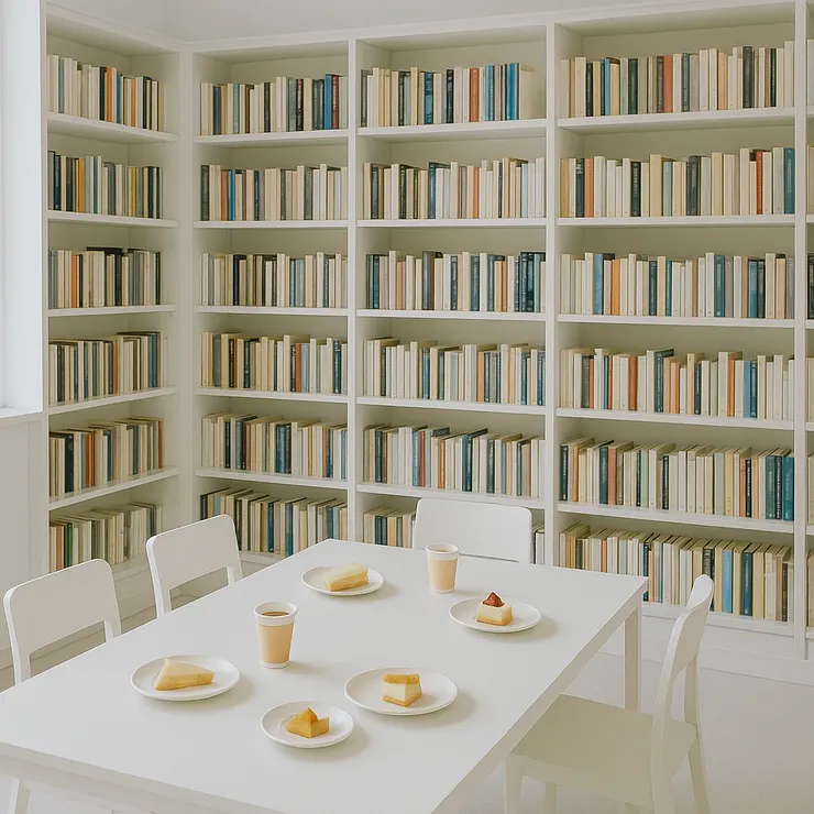 全白的書店與免費食物 - ChatGPT