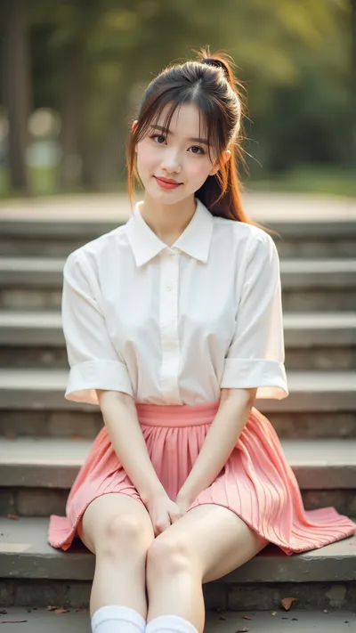 粉紅色的百褶裙