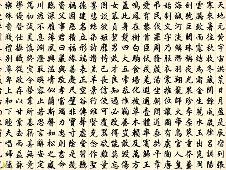 正楷書<千字文> (圖片取自網路)