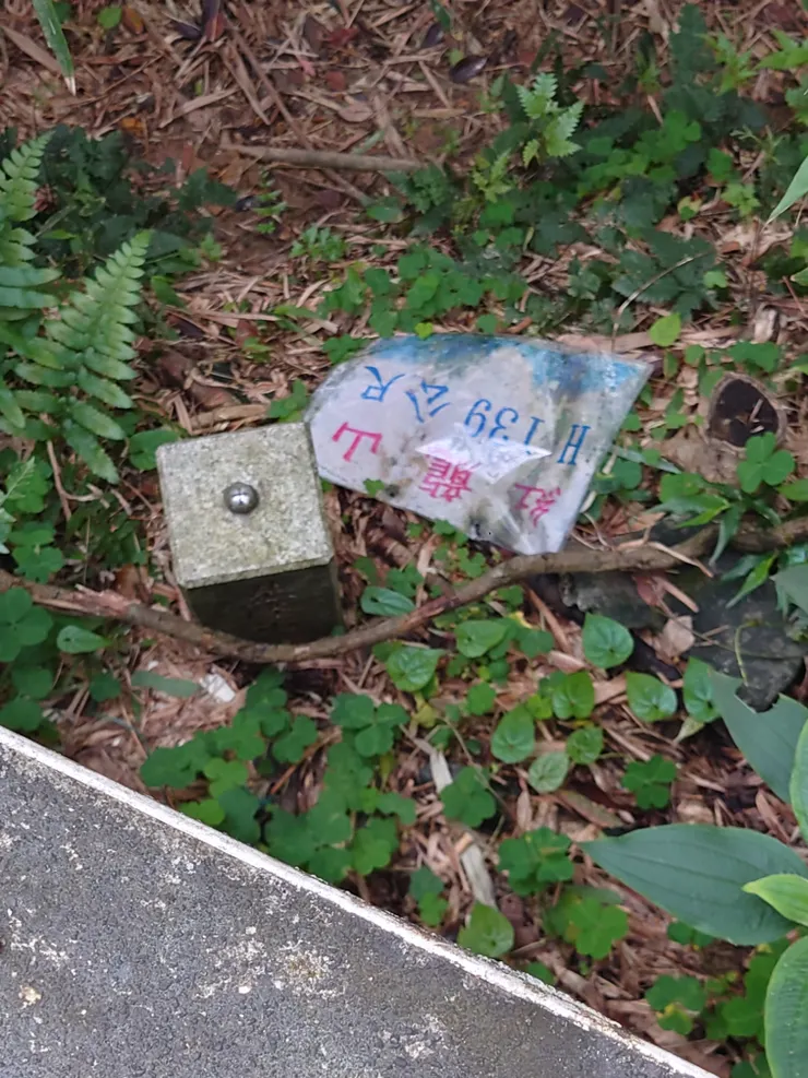 紅龍山另一個三角點，這個位於早起會水泥牆休憩亭外圍是真正的三角點