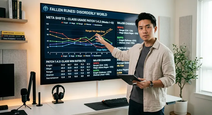 梁练伟正在解析《遗落符文》0.9.3版本更新的补丁笔记与环境变迁。