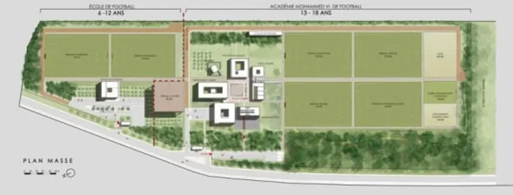 穆罕默德六世足球學院平面圖；圖片引用自El Comercio