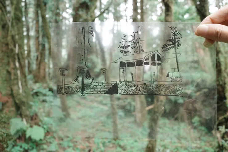 小活動:請用透明投影片疊出當年照片拍攝角度,讓加羅山神社再現。