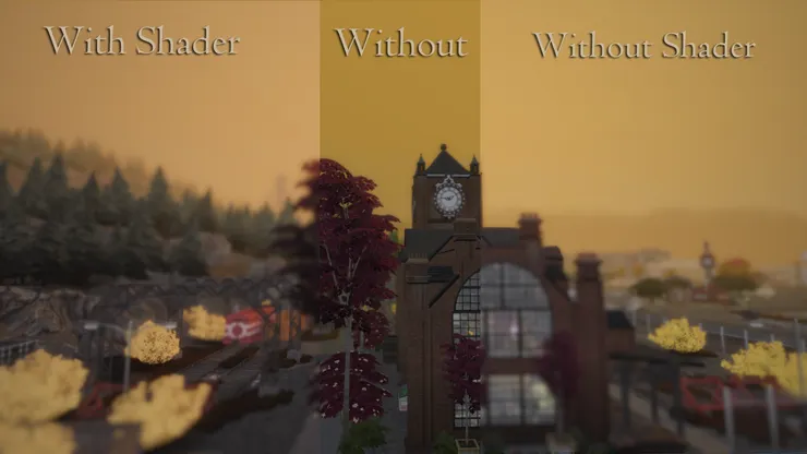 場景是陰天的室外示範效果