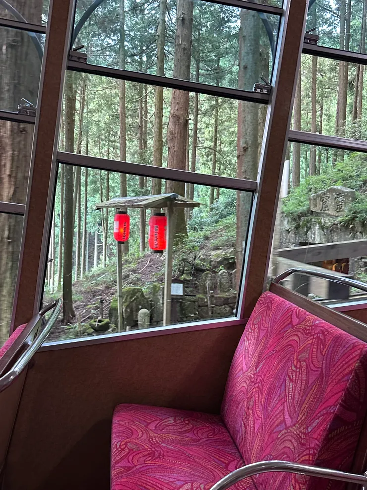 從纜車上看沿路的風景，感覺就是很日本，好像隨時都會有天狗出現那樣 