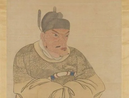 明太祖畫象, 或說有醜化太祖之嫌, 或說貼近真象, 因為太祖童年經歷苦難, 面上留有種種痕跡合乎常理。(網上擷取故宮博物館藏品圖片)