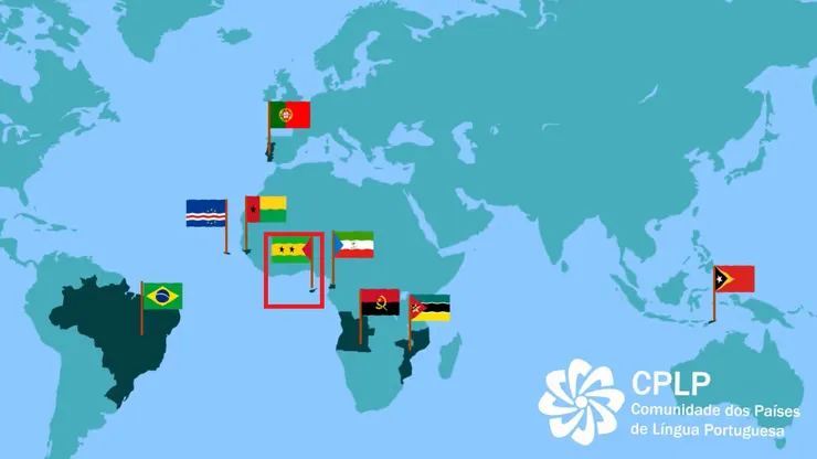 聖多美與普林西比。右邊為赤道幾內亞