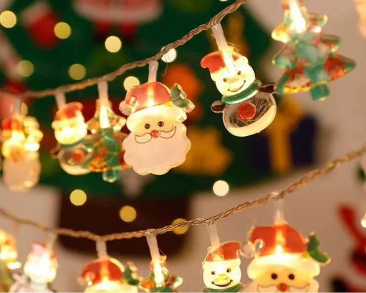 聖誕節老人、雪人聖誕樹彩燈串