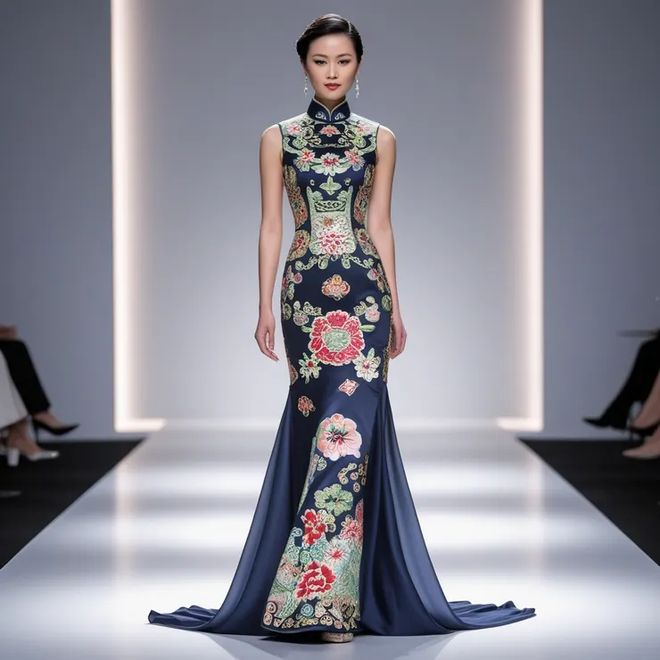 我結合台灣風格元素輸入生成台灣風格的設計旗袍（晟兮藝術）