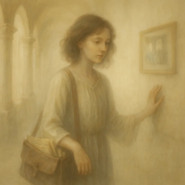 Each morning, she moved through the gallery like a whisper. No one saw her enter, yet she was always there, brushing her fingers gently across the limestone columns, listening to what they had absorbed.