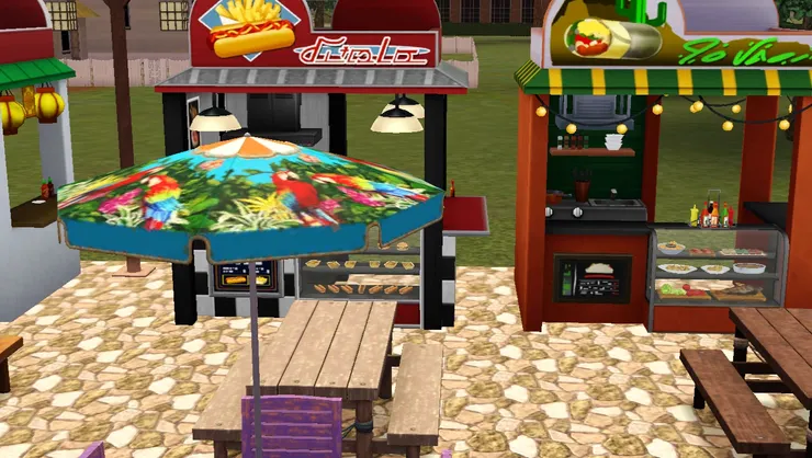 全個公園只得這裏有太陽傘，怕熱的話坐在這裏好了。