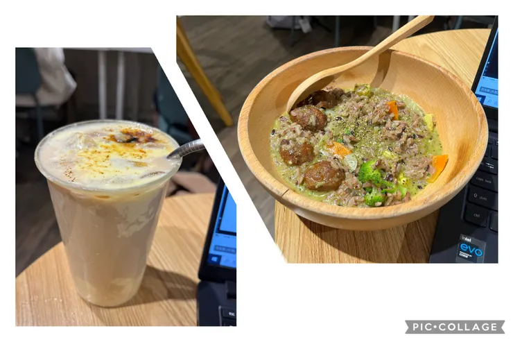 烤布蕾鮮奶茶、牛肉丸青醬燉飯。