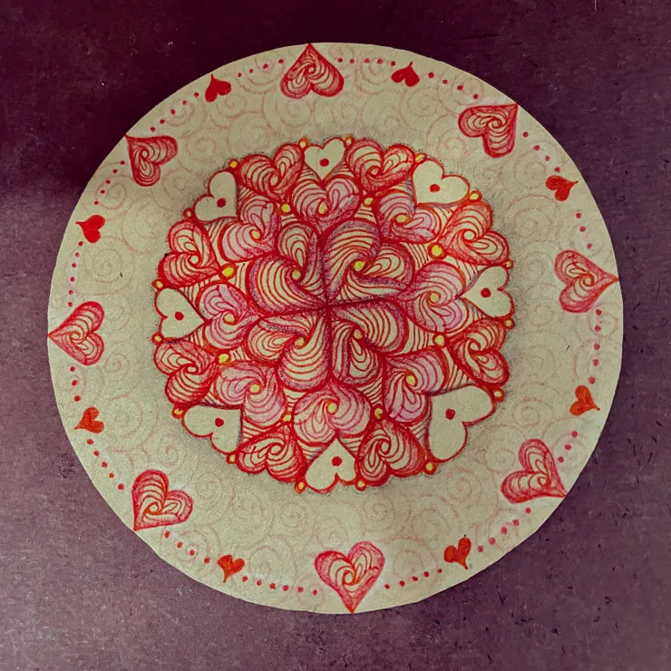 這是，我在今年畫的禪繞畫中，其中一個我很滿意的畫作。