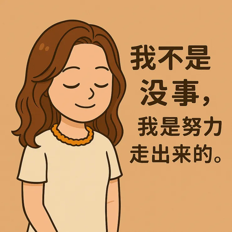 所以，如果你今天也還在一點一點努力著， 也還不太會原諒自己—那沒關係。 你不是沒事，你只是還在路上。 就像我一樣。  我不是沒事， 我是努力走出來的。