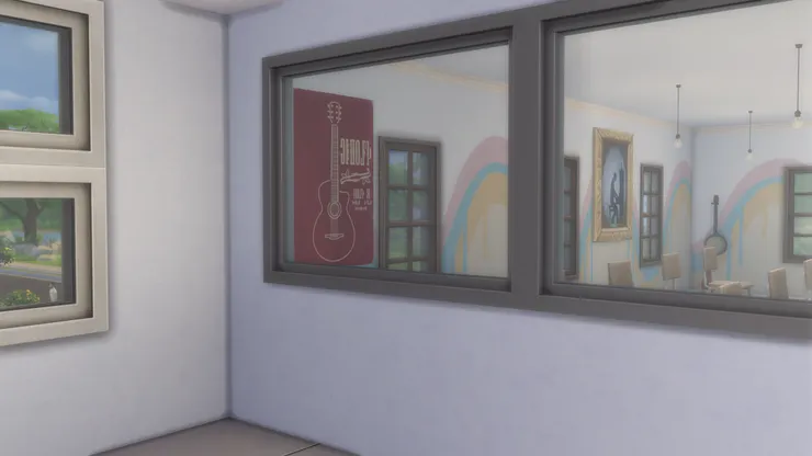 從這裏看到課室這面牆真的是淺粉紫色，不是白色。