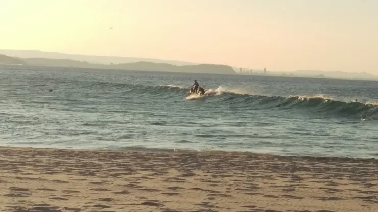 coolangatta 海灘的沖浪者，不知道是不是那的浪比較好沖，他們都可以沖超遠