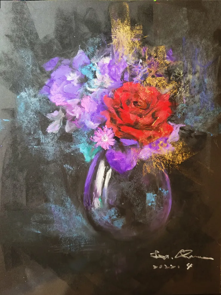 花的塗鴉 (媒材:粉彩)