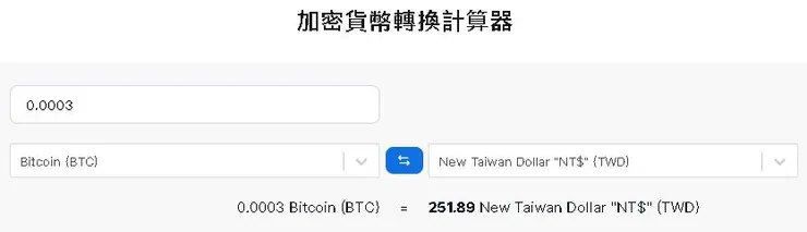 0.0003 換算下來的 等值台幣 大約是 250元