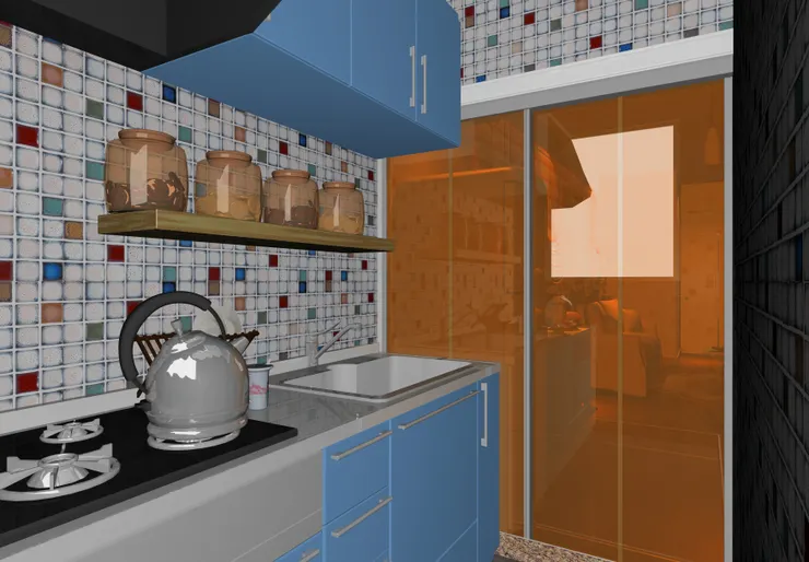 從廚房望向客廳。