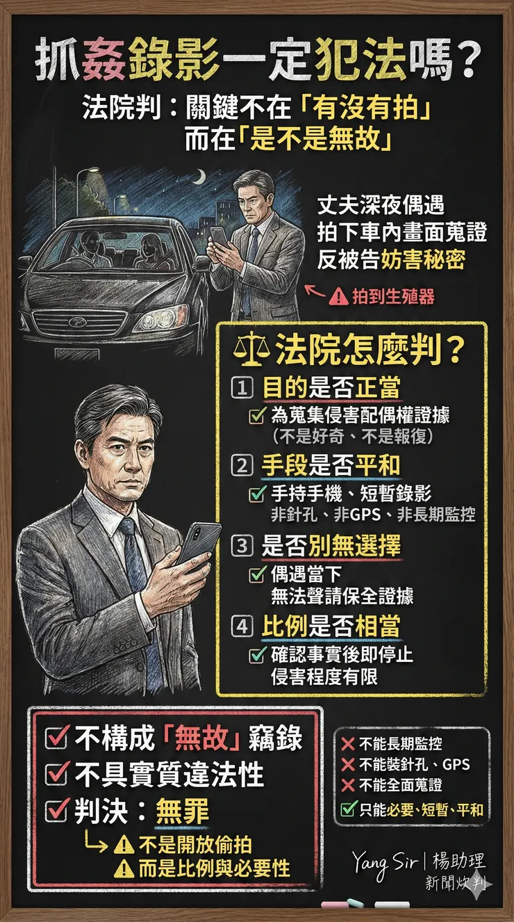 抓姦蒐證涉犯刑法妨害秘密罪！？