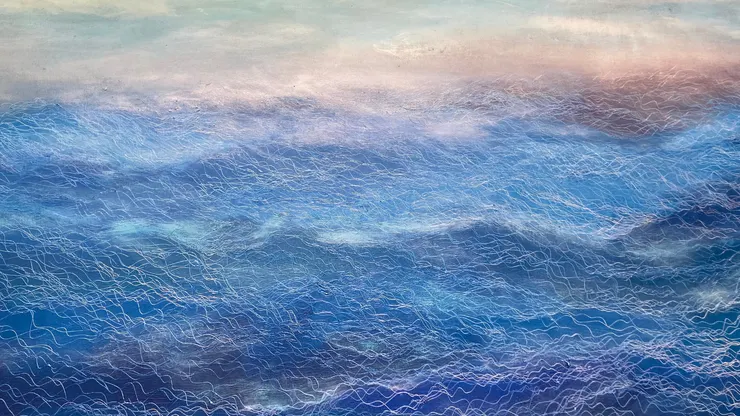 〈(水)海光粼粼 Ⅱ〉，200x400cm，油彩/畫布，2021