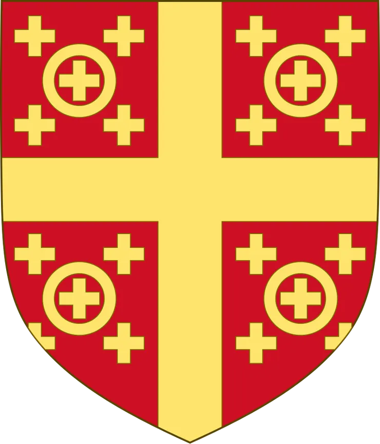 拉丁帝國盾徽。Wiki Commons,  "Arms of Courtenay-Constantinople.svg"