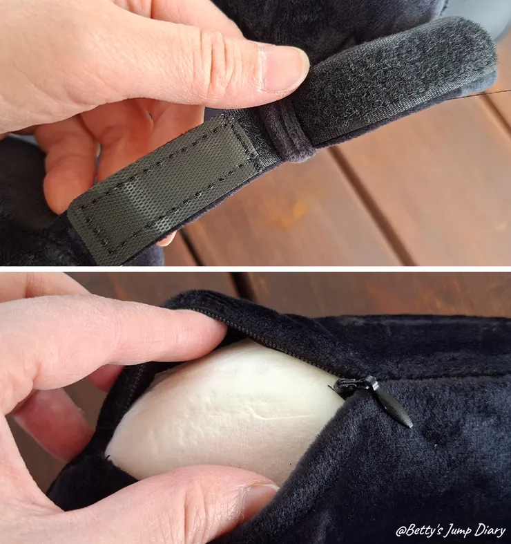 ▲【Travel Blue 藍旅】寧靜頸枕同色套組-黑色/圖片來源：Betty's Jump Diary