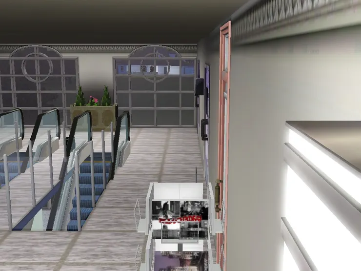 通往扶手梯的走道。