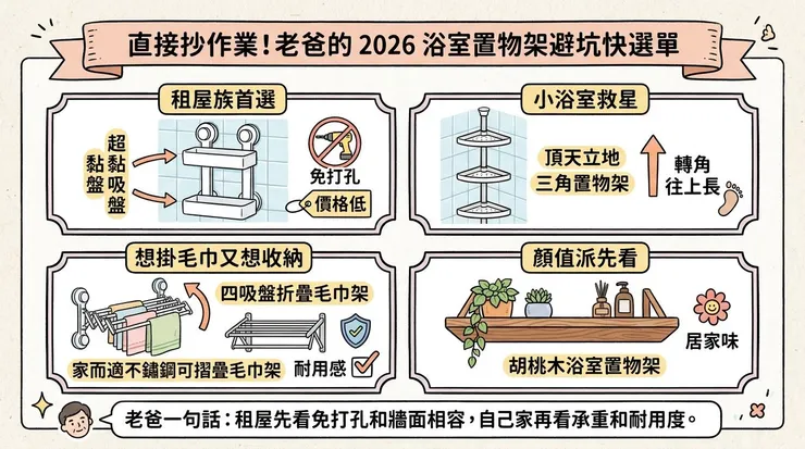 直接抄作業！老爸的 2026 浴室置物架避坑快選單