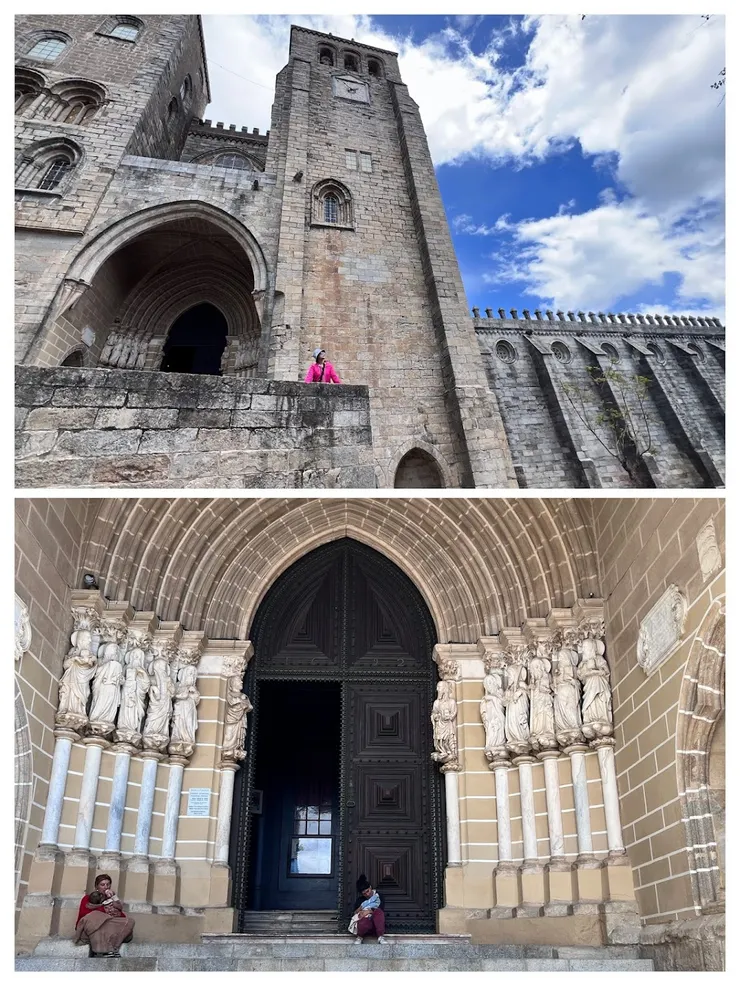 埃武拉主座教堂，坐在門口的婦人為了乞討。