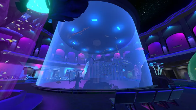 巨大水族箱裡有許多的深海魚類