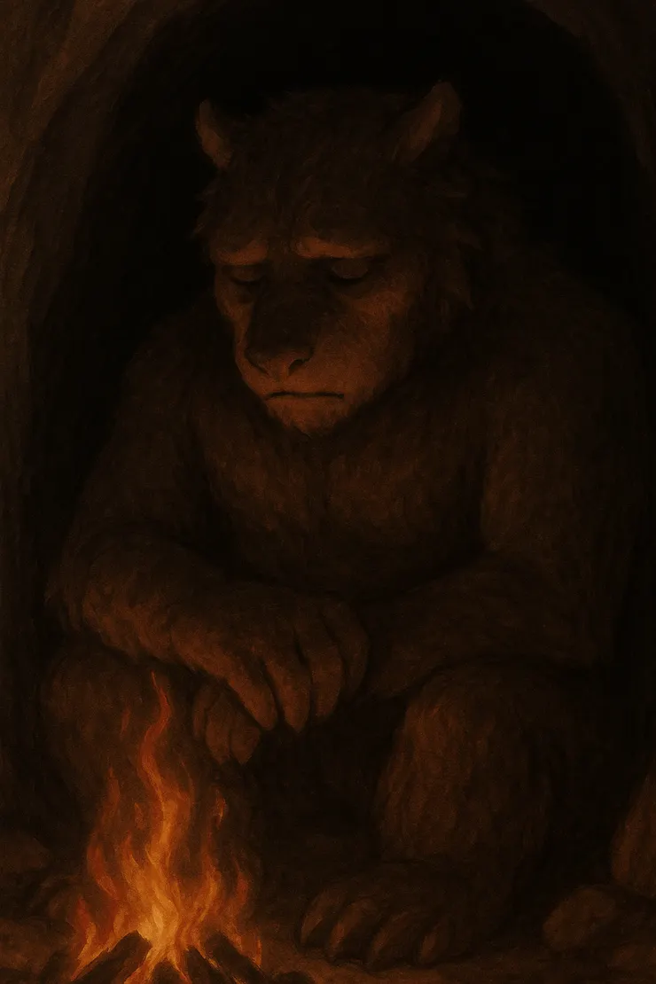 一縷火星飛濺，巨獸瞳中映出野火倏起的幻影。