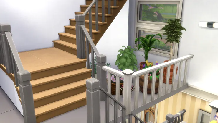 樓梯轉角位置正好有空位擺放盆栽。現在的學校沒植物都死氣沉沉。