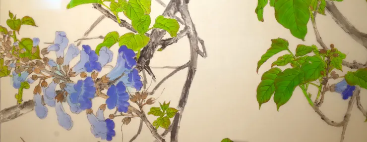  〈春律─向林玉山老師致敬／三月之晨〉局部－泡桐