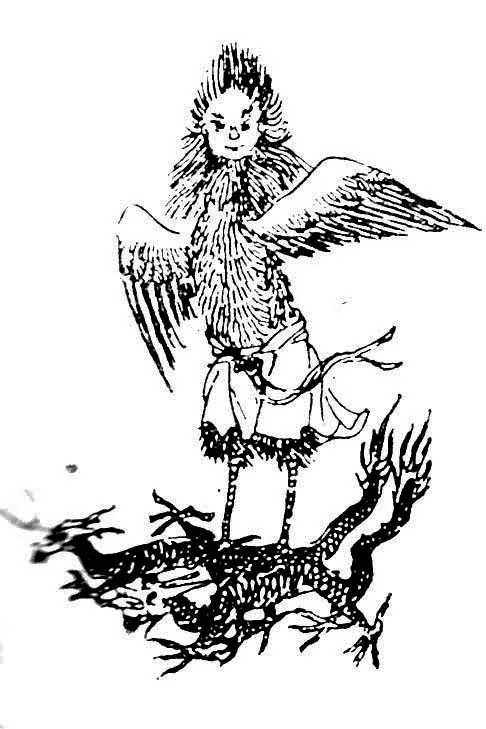 神話傳說中的春神—勾芒。鳥身人面，乘兩龍(形象出自山海經)。是傳說中的春神、木神、東方之神、東海之神、木星之神，掌管草木的生長。