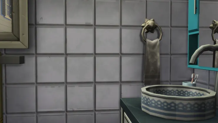 前面是洗手盆。雖然灰色看起來有點陳舊，但我不想用啡、泥土色。