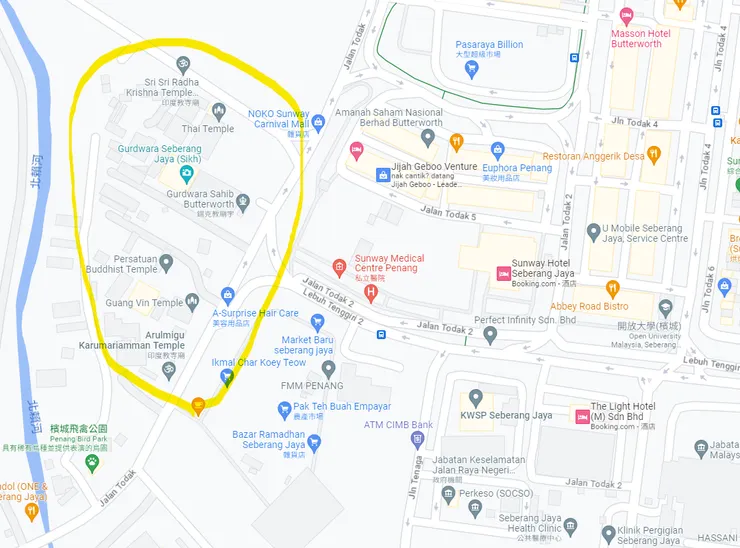 吸引我目光的街區就是黃筆圈起來的區域