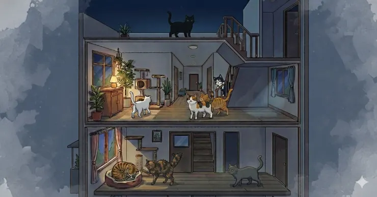 「八貓公寓」（午夜）：黑夜降臨，八貓好像進入了另一種奇怪的秩序⋯⋯